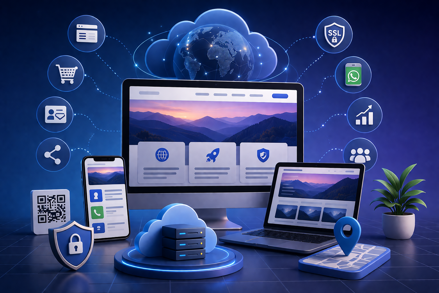 Modern digital workspace and web design concept