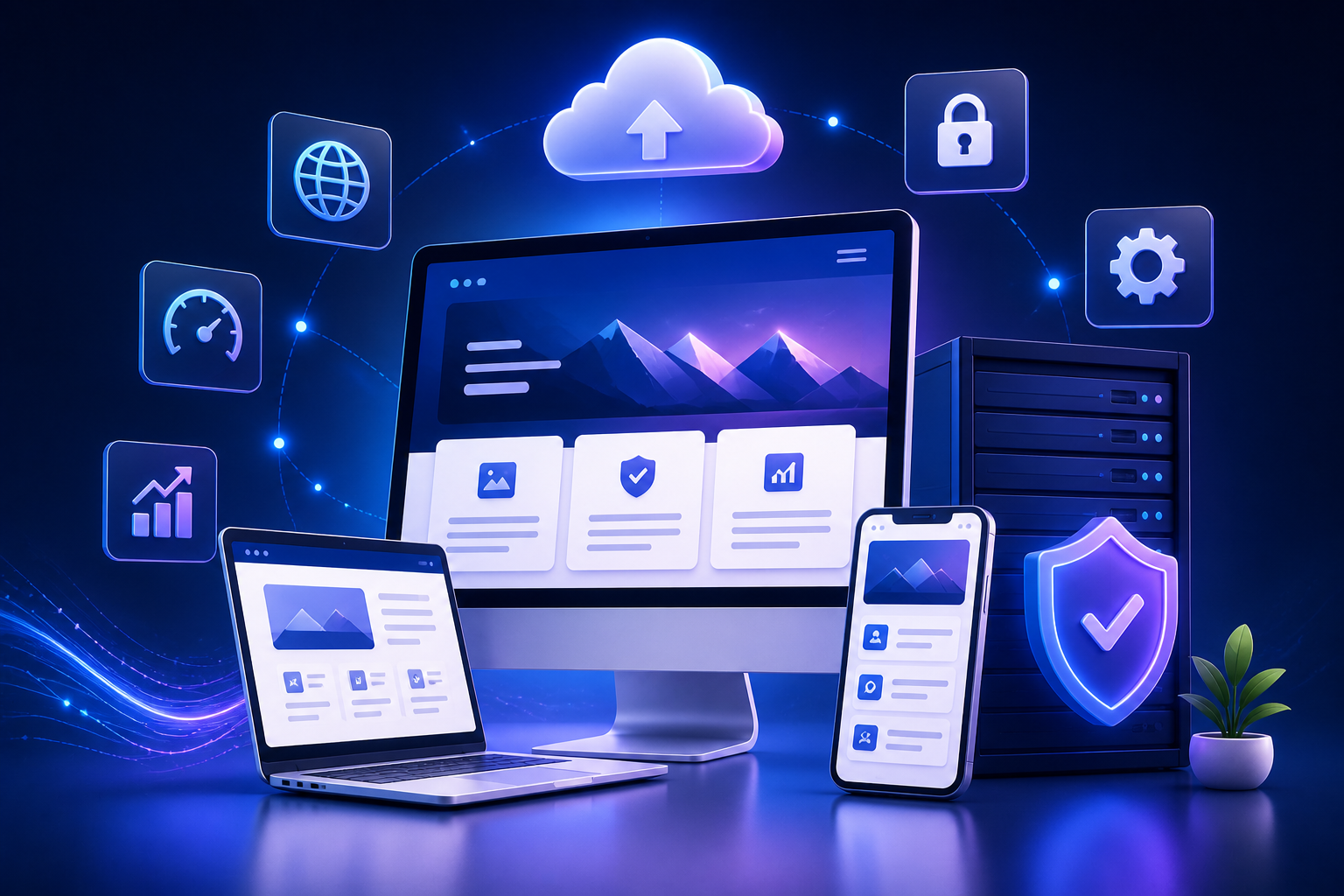 Website design and hosting services illustration